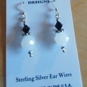 Black and White Dangle Pierced Earrings By Austin